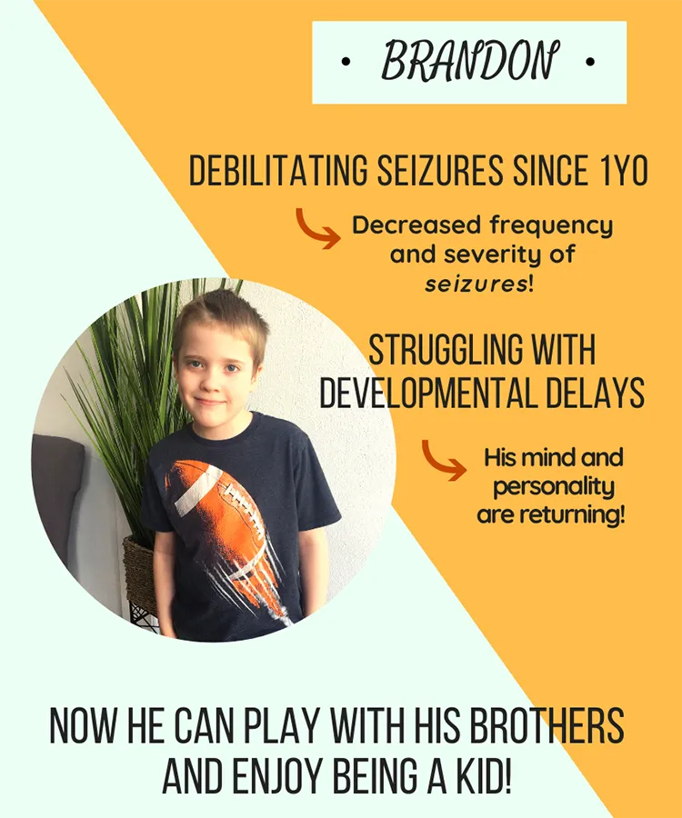 A photo and testimonial from Brandon. He can now play with his brothers.