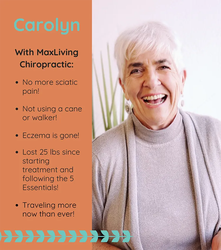A photo and testimonial from Carolyn who shares her experience. She describes losing 25 pounds.