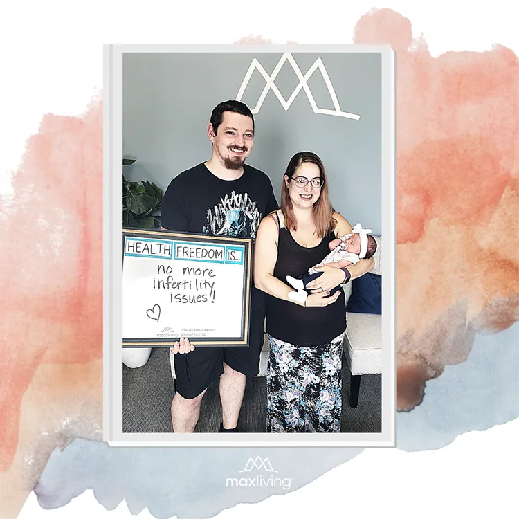 A photo and testimonial from Jessica, who shares her experience. No more infertility issues!
